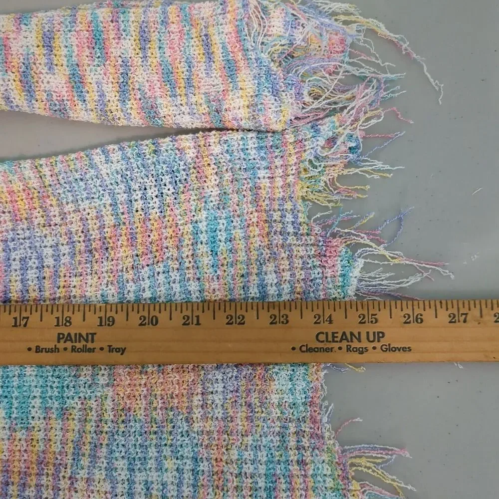 Pol sweater ribbon yarn raw edge small rainbow pastel oversized